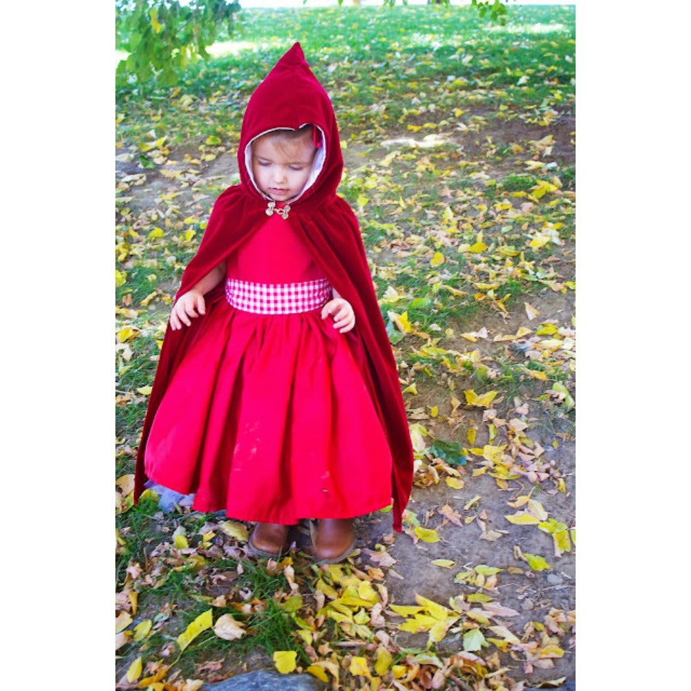 Kids Red Riding Hood Cloak Christmas Hooded Velvet Cape Fairy Tale Costume