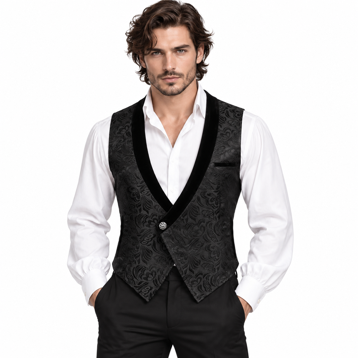 Medieval Retro Gothic Suit Jacquard Vest Single-button Vest