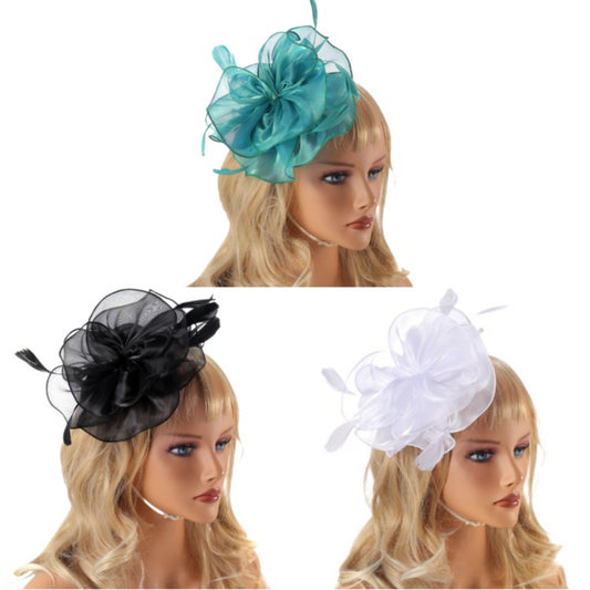 Elegant Women’s Faux Linen Feather Headpiece – Melbourne Cup Fascinator Hat for Weddings, Evening Parties, Races, and Formal Fashion Events