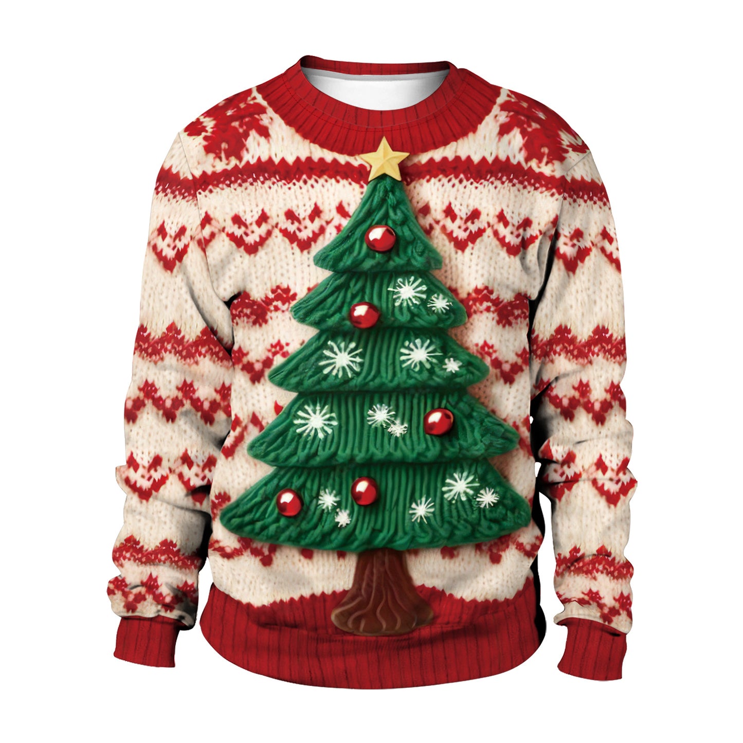 Xmas Ugly Shirt Digital Print Christmas Crew Neck Sweatshirt Top Couple Wear