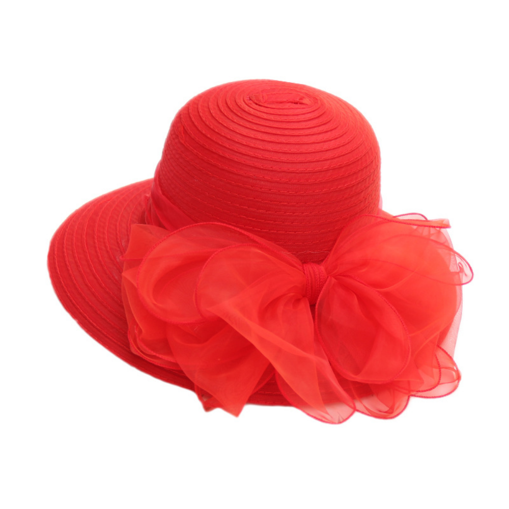 Red straw hat Women’s Bucket Sun Hat meejoy.com.au