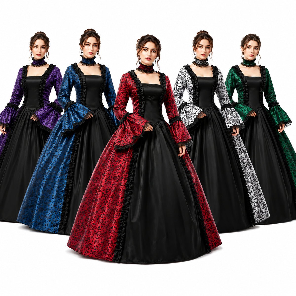 Renaissance Medieval Victoria Women Party Dress Palace Retro Skirt