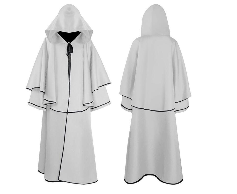 Hooded Cloak Halloween Robe Monk Robe Cape Long Sleeve Wizard Sorcerer Reaper Cloak