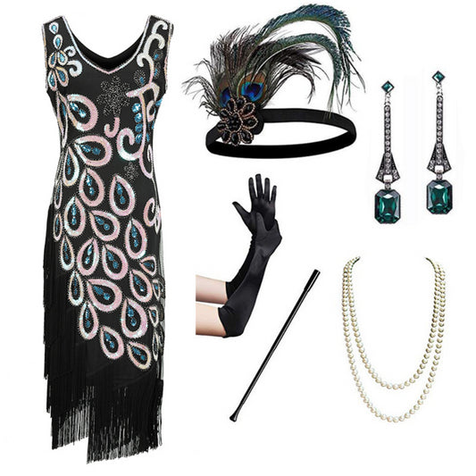 Deluxe Green 1920s Flapper Dress – Gatsby Costume with Accessories MEEJOY.COM.AU THROWBACK COSTUMES