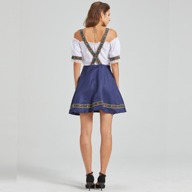 2PC Women Dirndl Dress Bavarian German Traditional Oktoberfest Beer Girl Costume