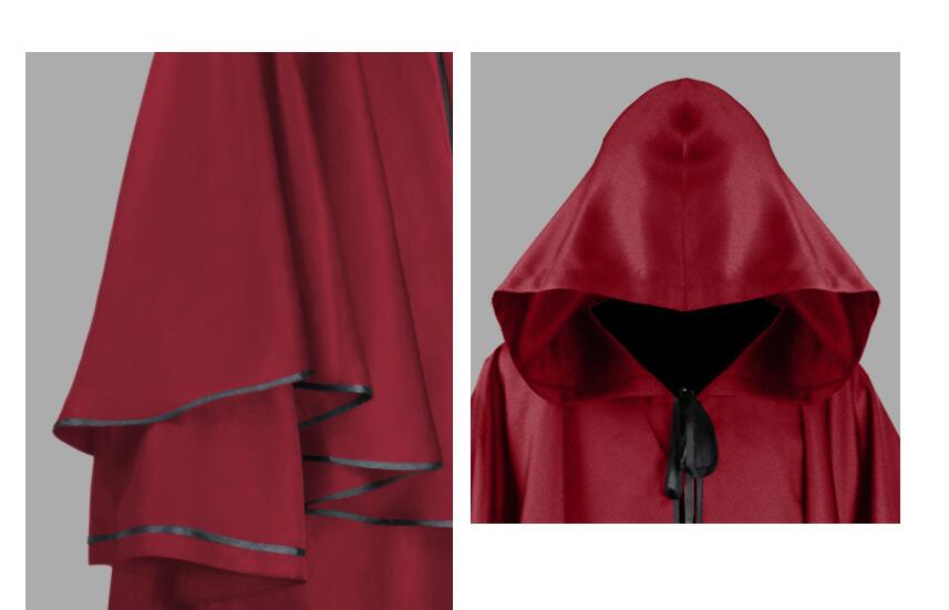 Hooded Cloak Halloween Robe Monk Robe Cape Long Sleeve Wizard Sorcerer Reaper Cloak