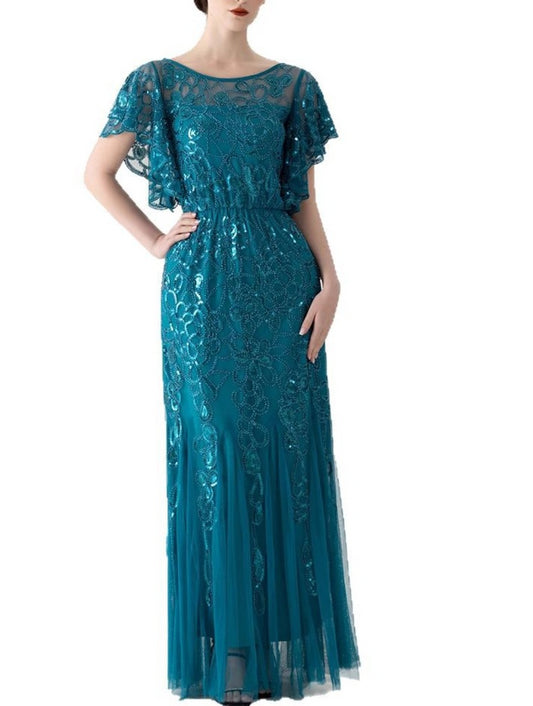 Deluxe Blue 1920s Flapper Dress – Women's Gatsby Costume THROWBACK 
