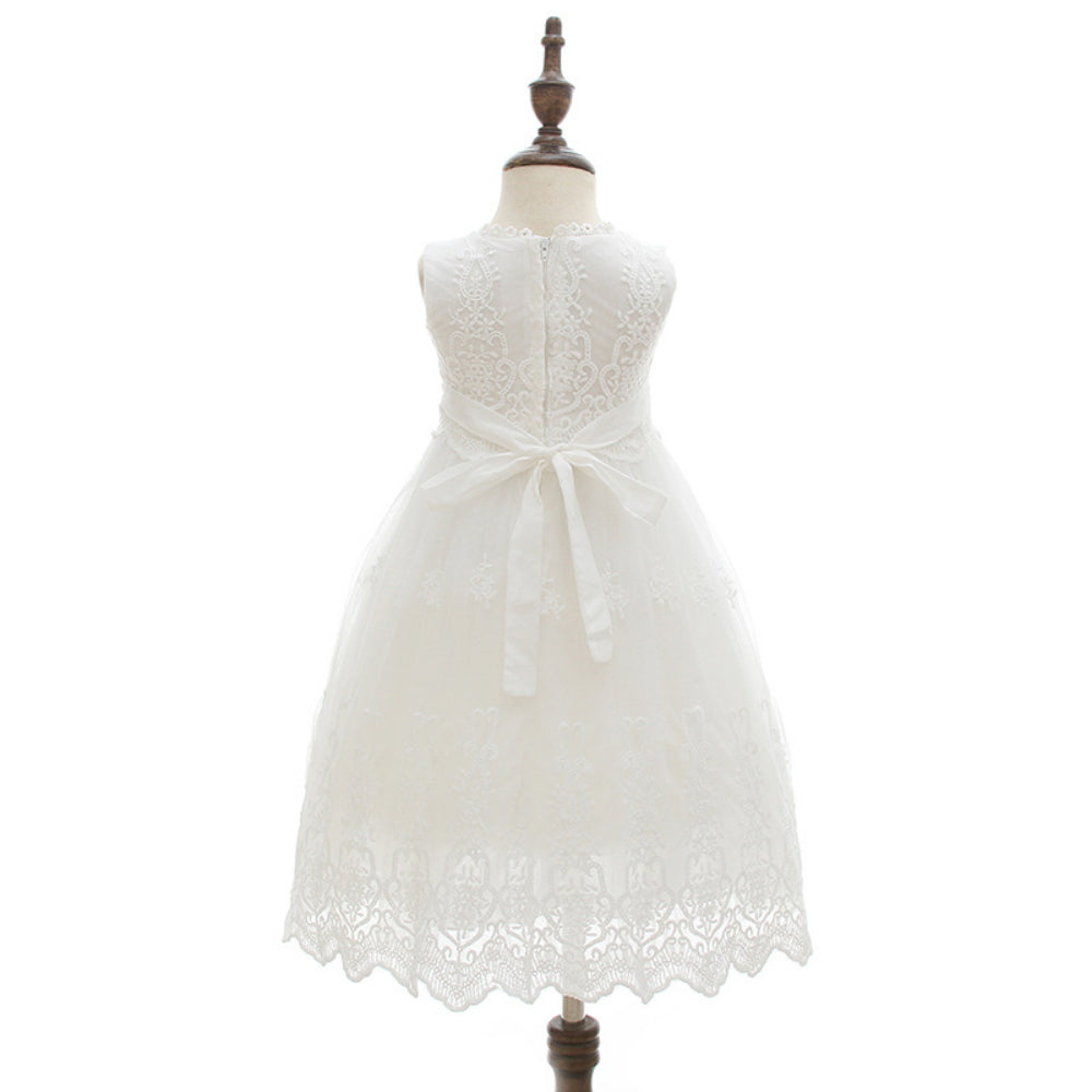 Elegant Lace Baby Christening Gown with Bonnet