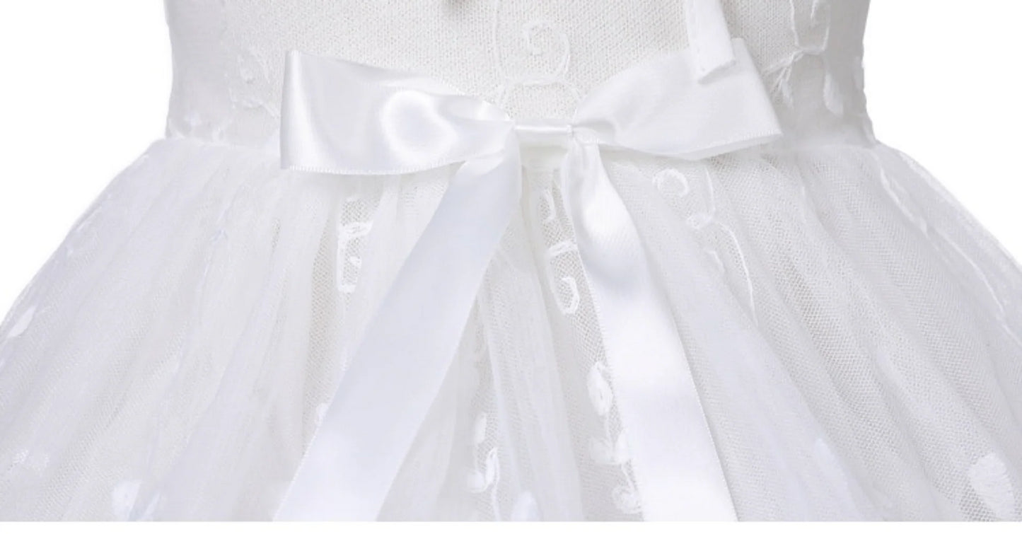 Baby Girl Lace Princess Dress with Hat – Puffy Tulle Gown Christenings