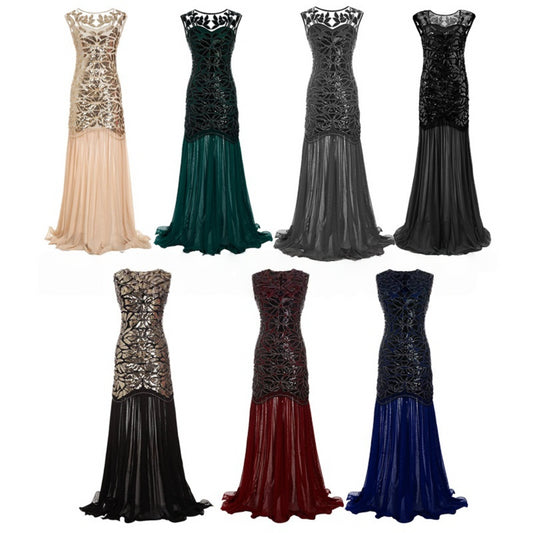 1920s Sequin Gatsby Flapper Long Dress – Mermaid Evening Gown