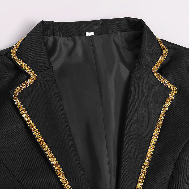 Men’s Mid-Length Punk Tailcoat w/ Gold Trim – Medieval/Victorian | S–3XL