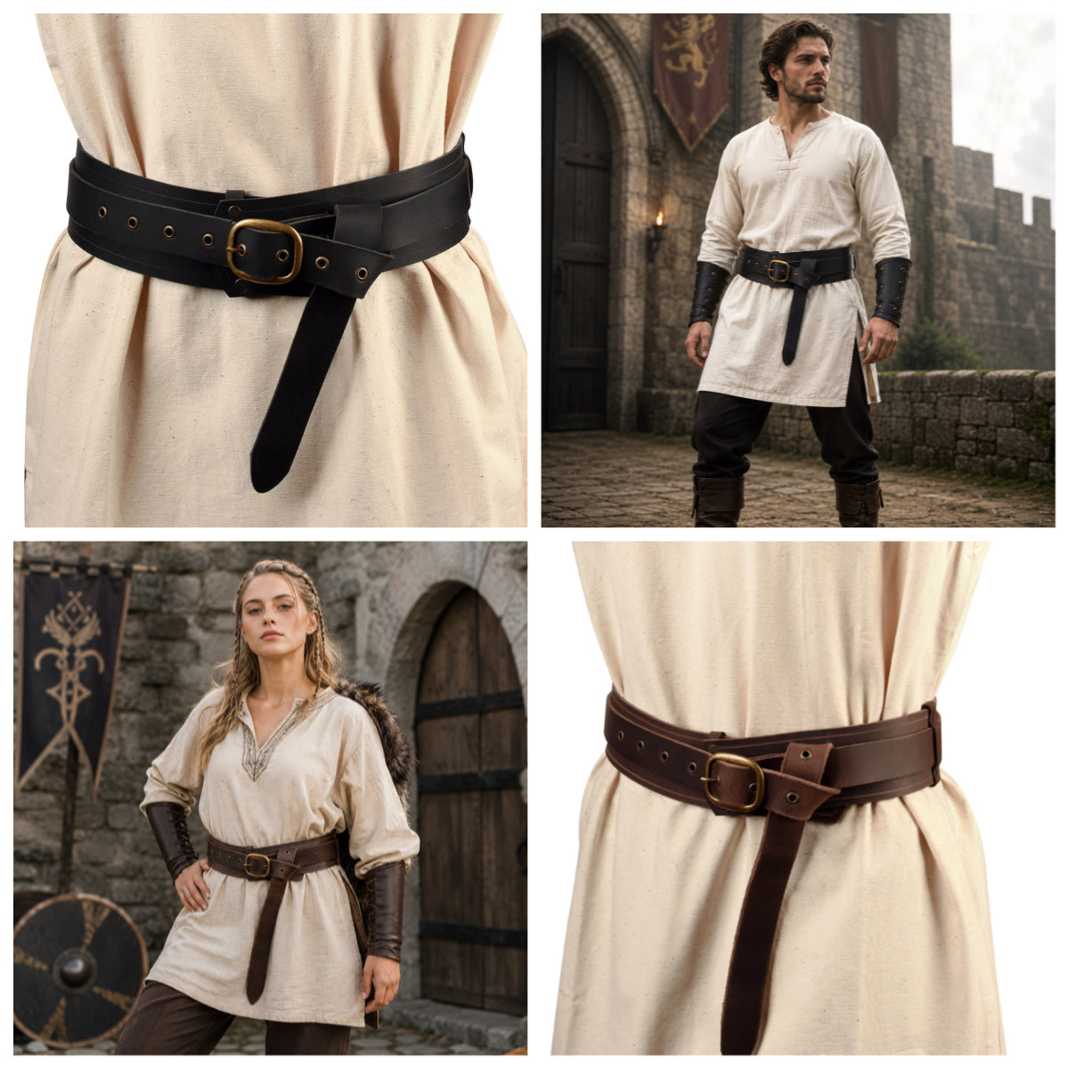 Wide Leather Armor Belt Viking Knight Pirate Medieval Costume