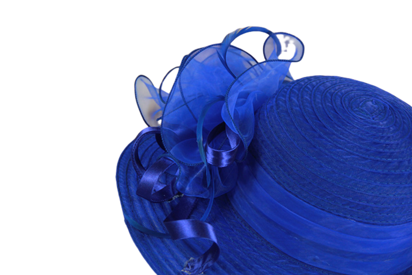 Elegant Women’s Spring Summer Organza Wide Brim Hat – Floral Mesh Sun Hat for Outdoor Events, Melbourne Cup, Fashion Outfits, Weddings, and UV Protection