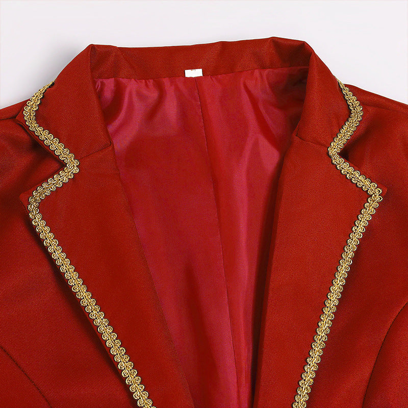 Men’s Mid-Length Punk Tailcoat w/ Gold Trim – Medieval/Victorian | S–3XL