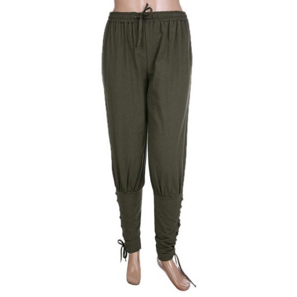 Men's Medieval Renaissance Pirate Viking Gothic Casual Pants Solid Color Loose Harlan Pants