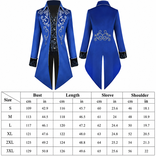Men's Victorian Jacket Medieval Steampunk Tailcoat Gothic Coat Halloween Costume