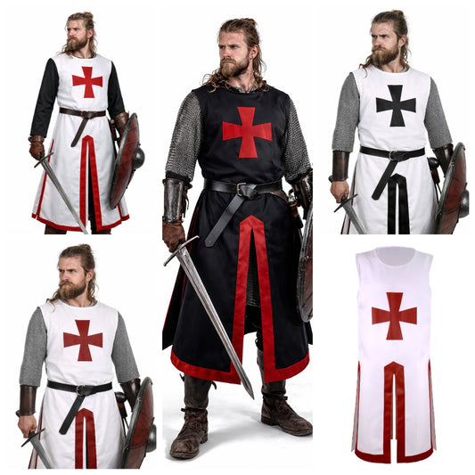 Medieval Tunic Royal Knight The Knights Templar Mens Warrior Crusader Costume with Belt