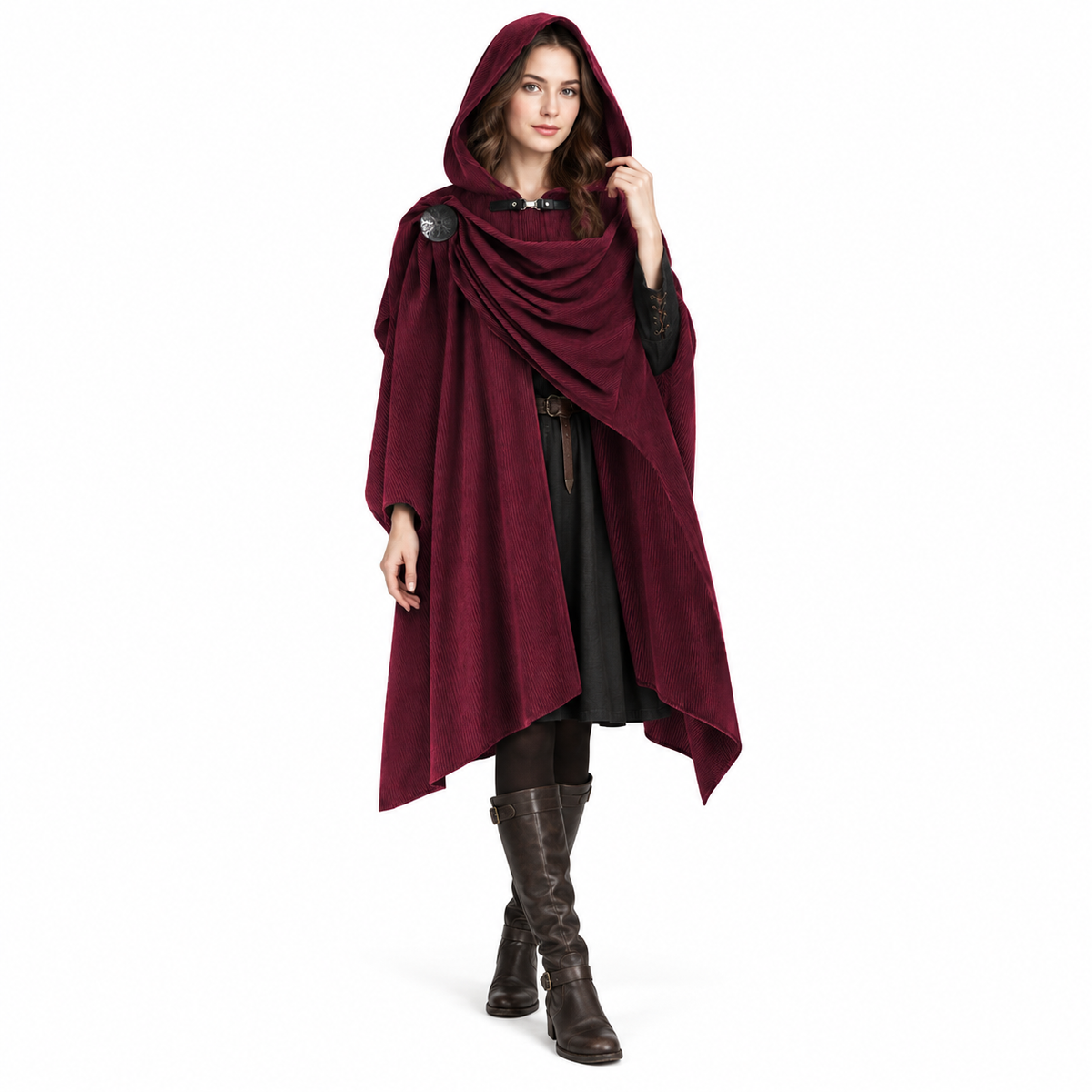 Adult Medieval Corduroy Hooded Cloak – 150CM