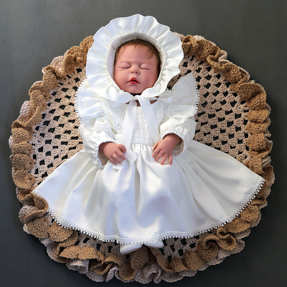 Long Sleeve Baby Girl Christening Dress – Spring Autumn Lace Princess Gown