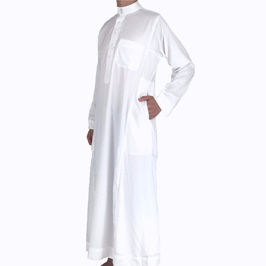 Mens Muslim Clothing Saudi Arab Long Sleeve Thobe Islamic Jubba Kaftan Long Robe Bisht