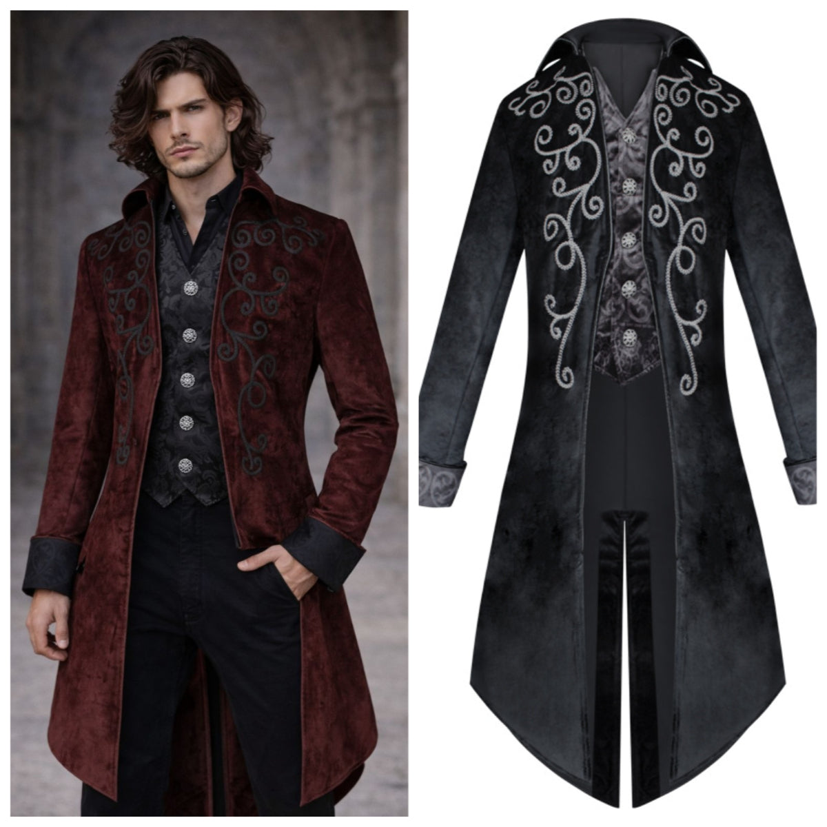 Victorian Mens Tailcoat Steampunk Tailcoat Jacket Gothic Coat Halloween Costume