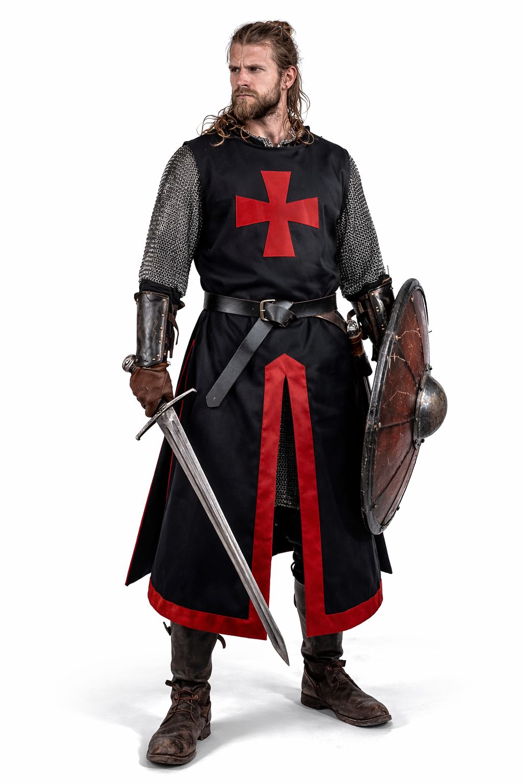 Medieval Tunic Royal Knight The Knights Templar Mens Warrior Crusader Costume with Belt