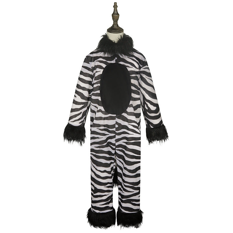 Kids Zebra Costume Jumpsuit Animal Fancy Dress Book Week Halloween