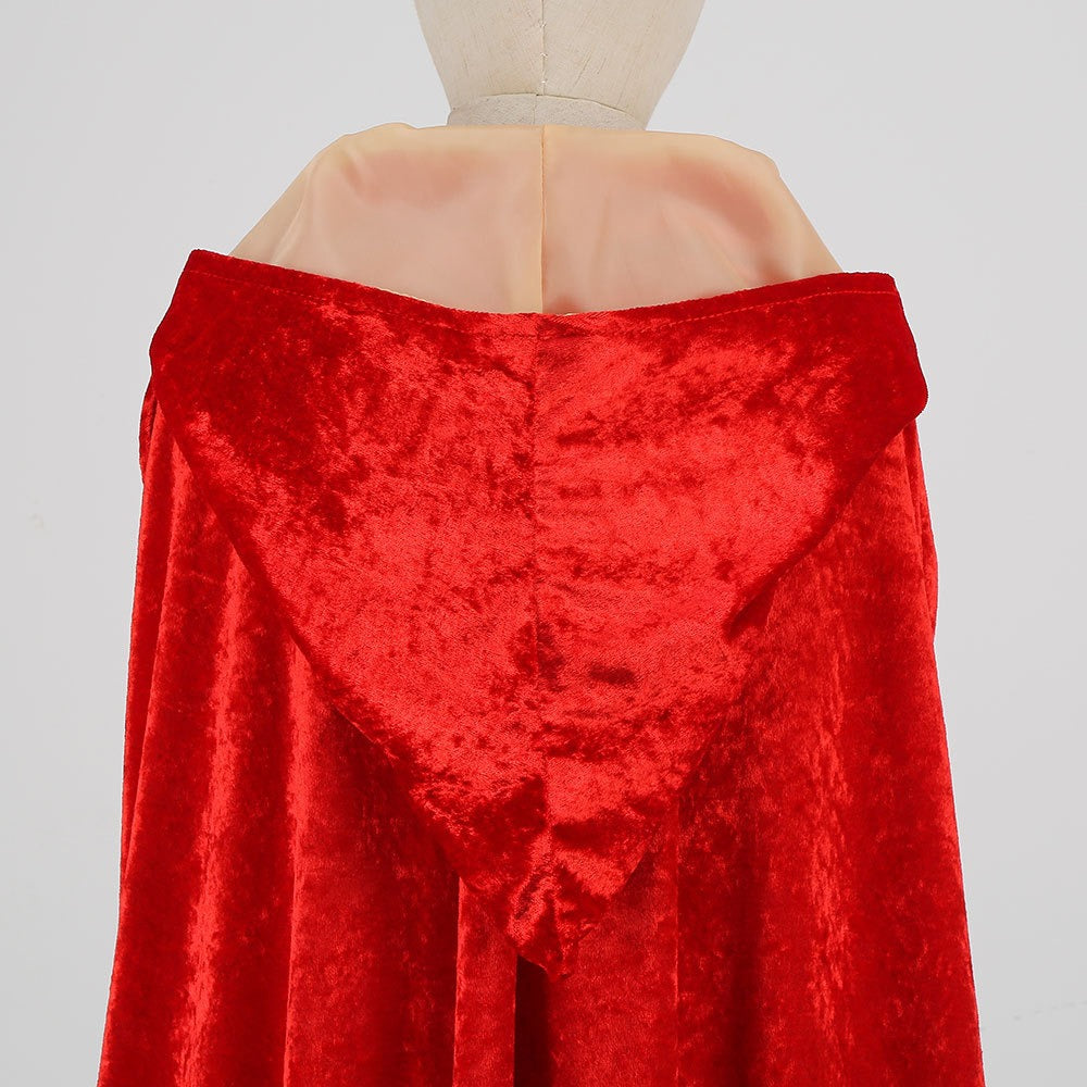 Kids Red Riding Hood Cloak Christmas Hooded Velvet Cape Fairy Tale Costume