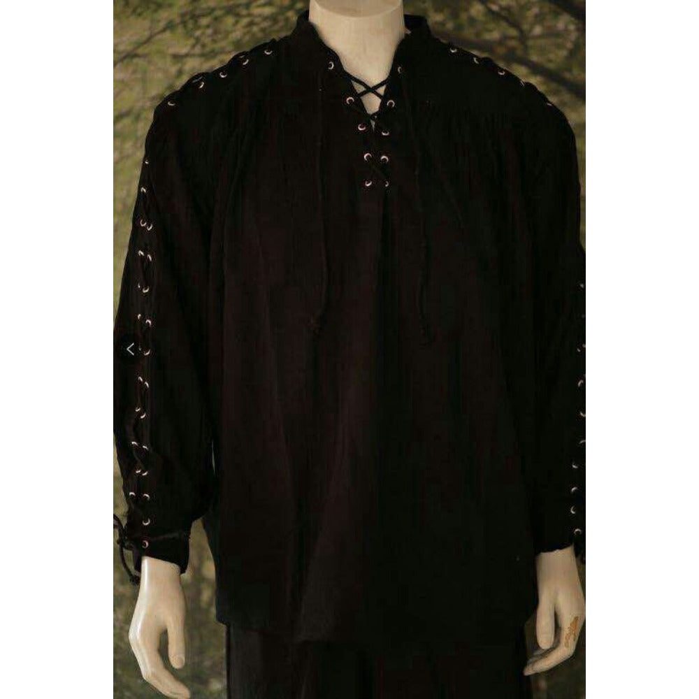 Men's Bandage Long Sleeved Medieval Renaissance Shirt Gothic Warrior Shirt