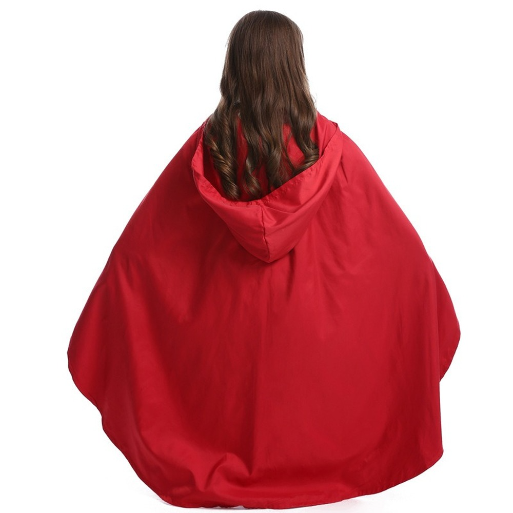 Girls Little Red Riding Hood Costume Halloween Fancy Dress Long Cape Kids Outfit Full Set