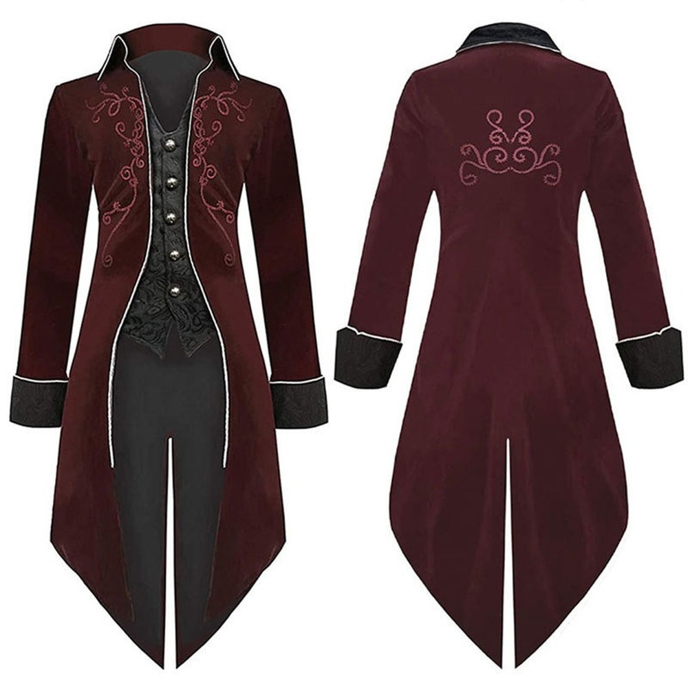 Men's Victorian Jacket Medieval Steampunk Tailcoat Gothic Coat Halloween Costume