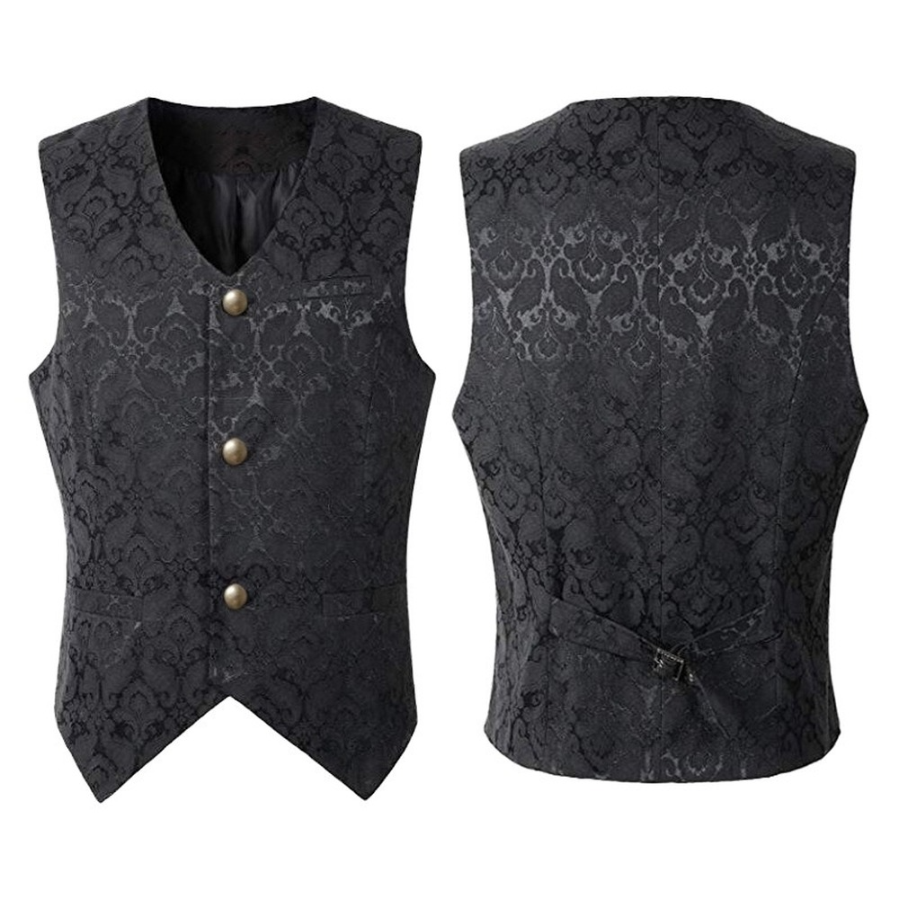 Men Retro Medieval Renaissance Vest Waistcoat Gothic Steampunk Victorian Costume