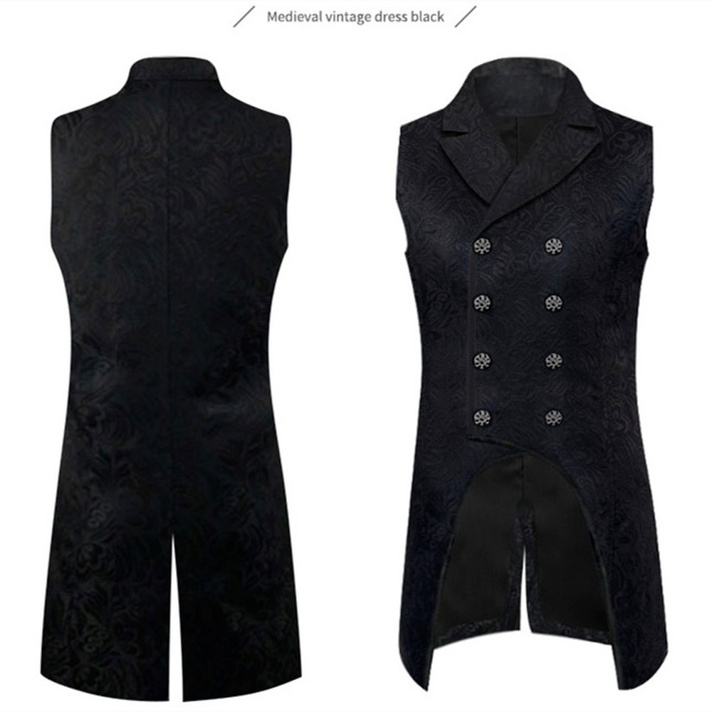 Men Medieval Renaissance Vest Waistcoat Gothic Steampunk Coat Halloween Costume