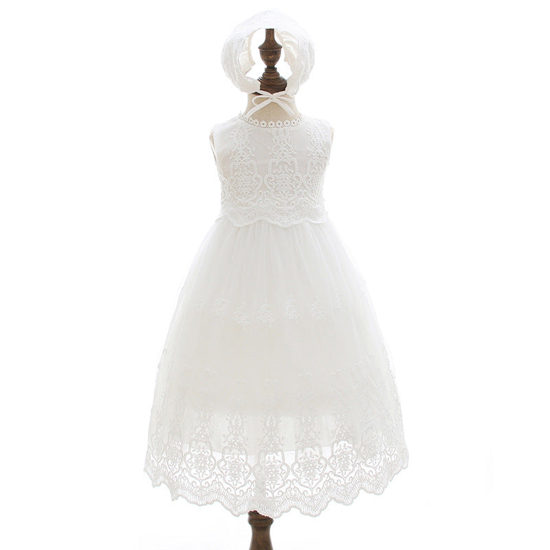 Elegant Lace Baby Baptism Christening Gown Blessing Dress + Bonnet