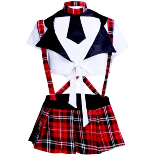 Women’s Uniform-Inspired Plaid Lingerie Set with Tie | XS–M