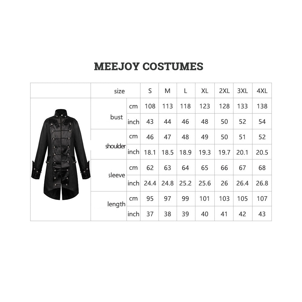 Medieval Renaissance Punk Coat Metal Vintage Buttons Magician Performance Costume