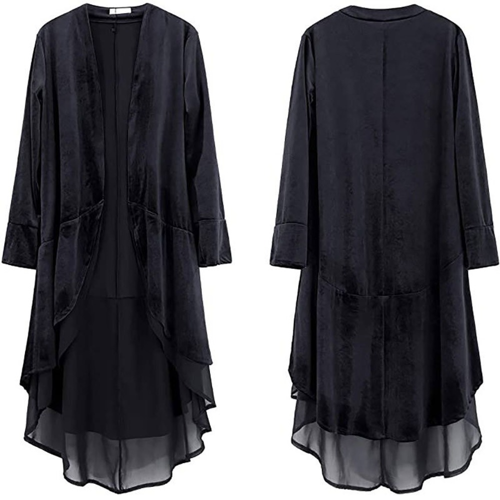 Womens' Velvet Cardigan Trench Coat Medieval Steampunk Tops Halloween Costume