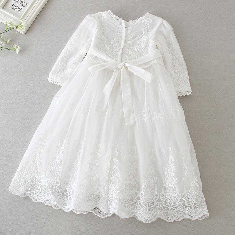 Elegant Lace Baby Baptism Christening Gown Blessing Dress + Bonnet