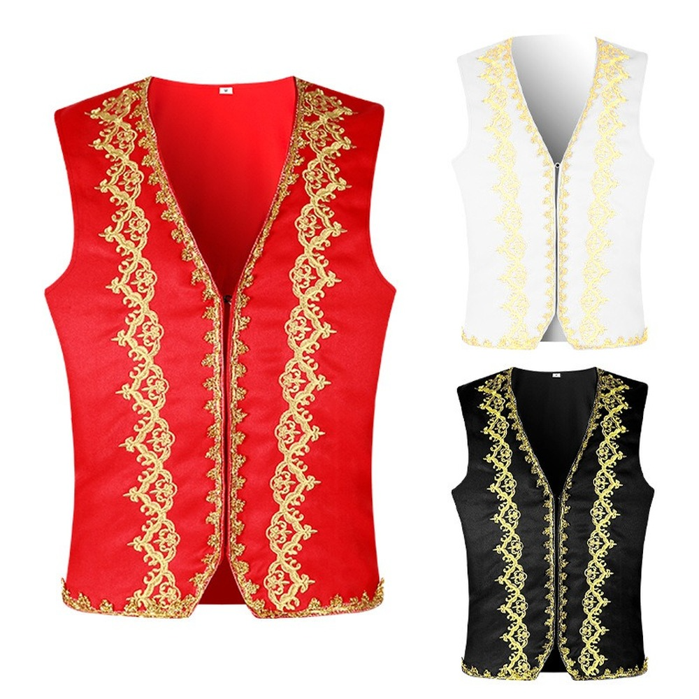 Men Medieval Vest Waistcoat Gothic Steampunk Victorian Prince Halloween Costume