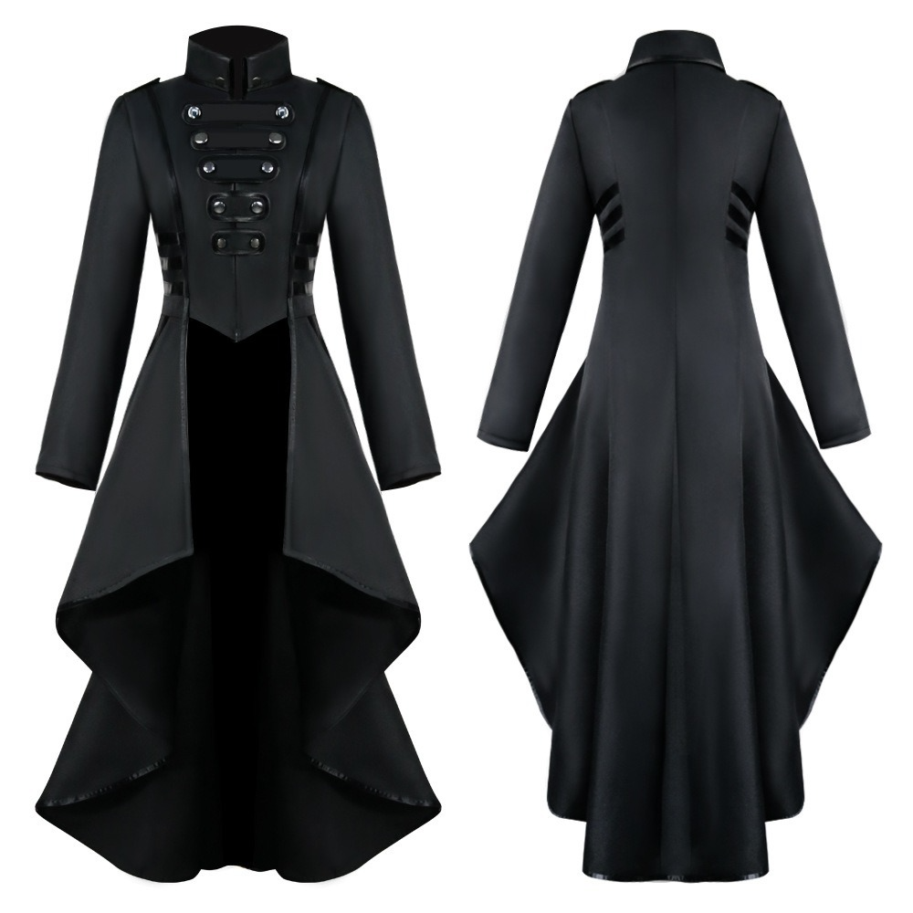 Women Steampunk Tailcoat Jacket Medieval Gothic Victorian Coat Halloween Costume