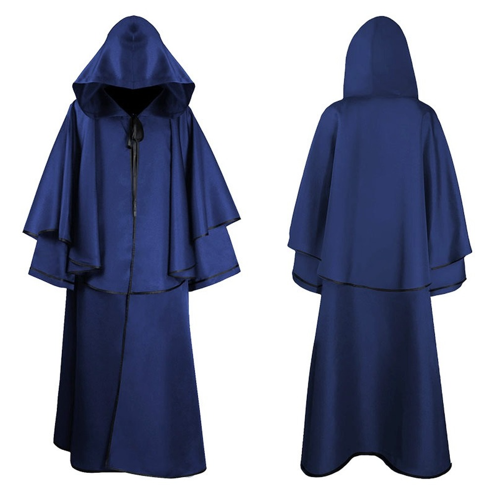 Men Medieval Friar Hooded Robe Monk Renaissance Halloween Costume