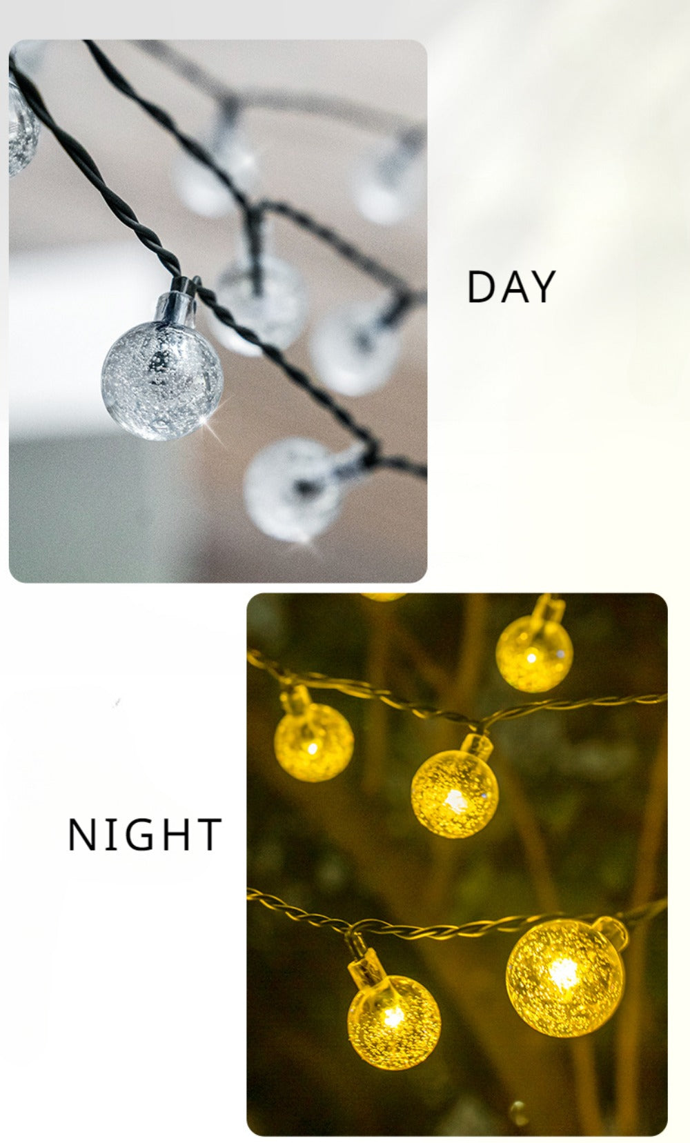 Decoration Round Ball Colorful Solar String Light with DC USB Charging and Remote Control Indoor or Outdoor IP 65