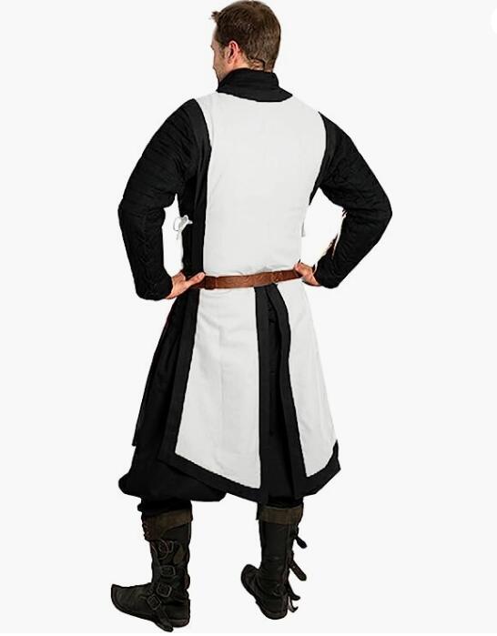 Plus Size Medieval Tabard Templar Knight Robe Vest  Renaissance Gothic Tunic Top Warrior Viking Shirt Halloween Costume