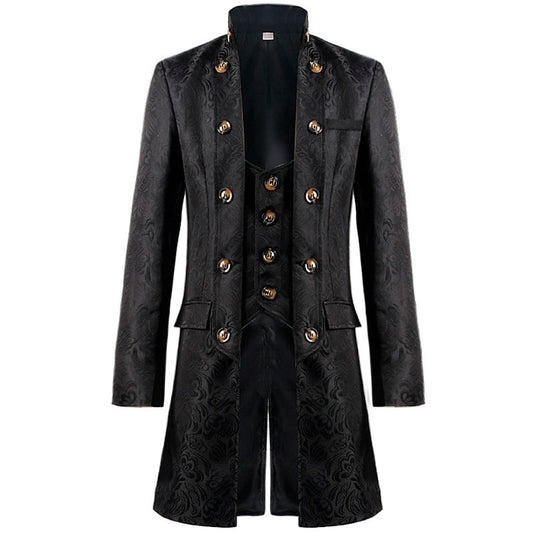 Men's Steampunk Vintage Medieval Tailcoat Jacket Retro Gothic Victorian Frock Coat Uniform Halloween Cosplay Costume