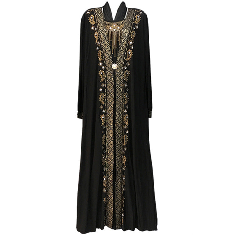 Elegant Arabian Women's Beaded Prayer Robe - Stunning Dubai Middle East Islamic Headscarf and Muslim Dress