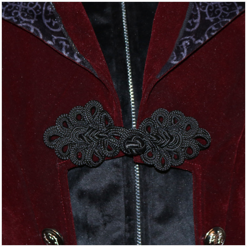 Men's Steampunk Vintage Medieval Tailcoat Jacket Retro Gothic Victorian Frock Coat Uniform Halloween Cosplay Costume