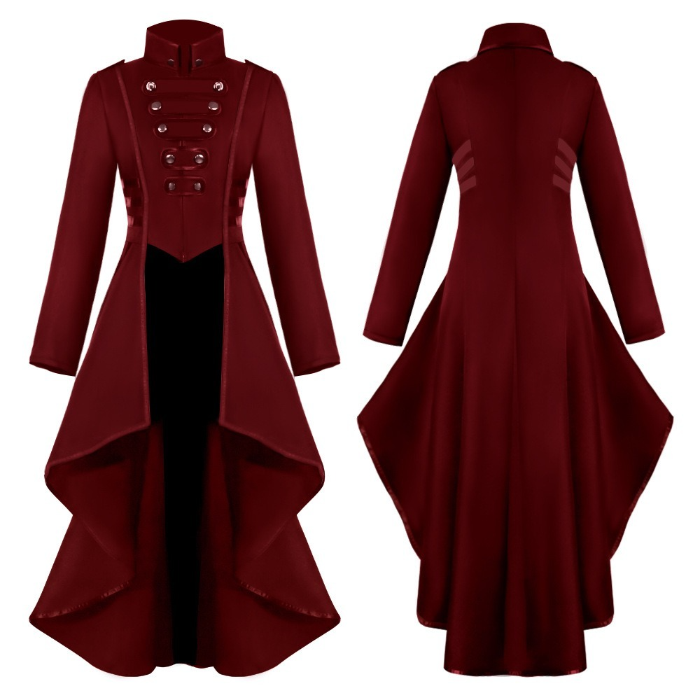 Women Steampunk Tailcoat Jacket Medieval Gothic Victorian Coat Halloween Costume