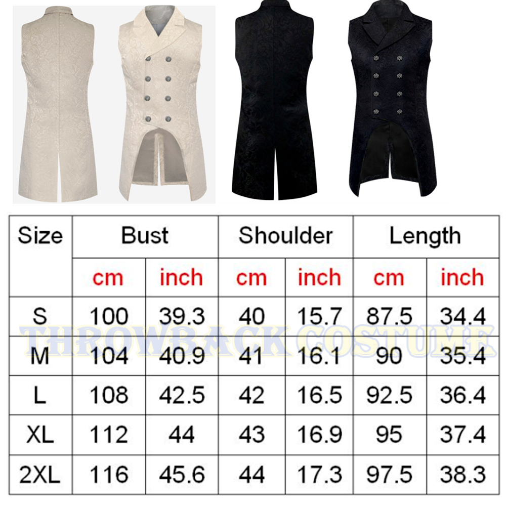 Men Medieval Renaissance Vest Waistcoat Gothic Steampunk Coat Halloween Costume