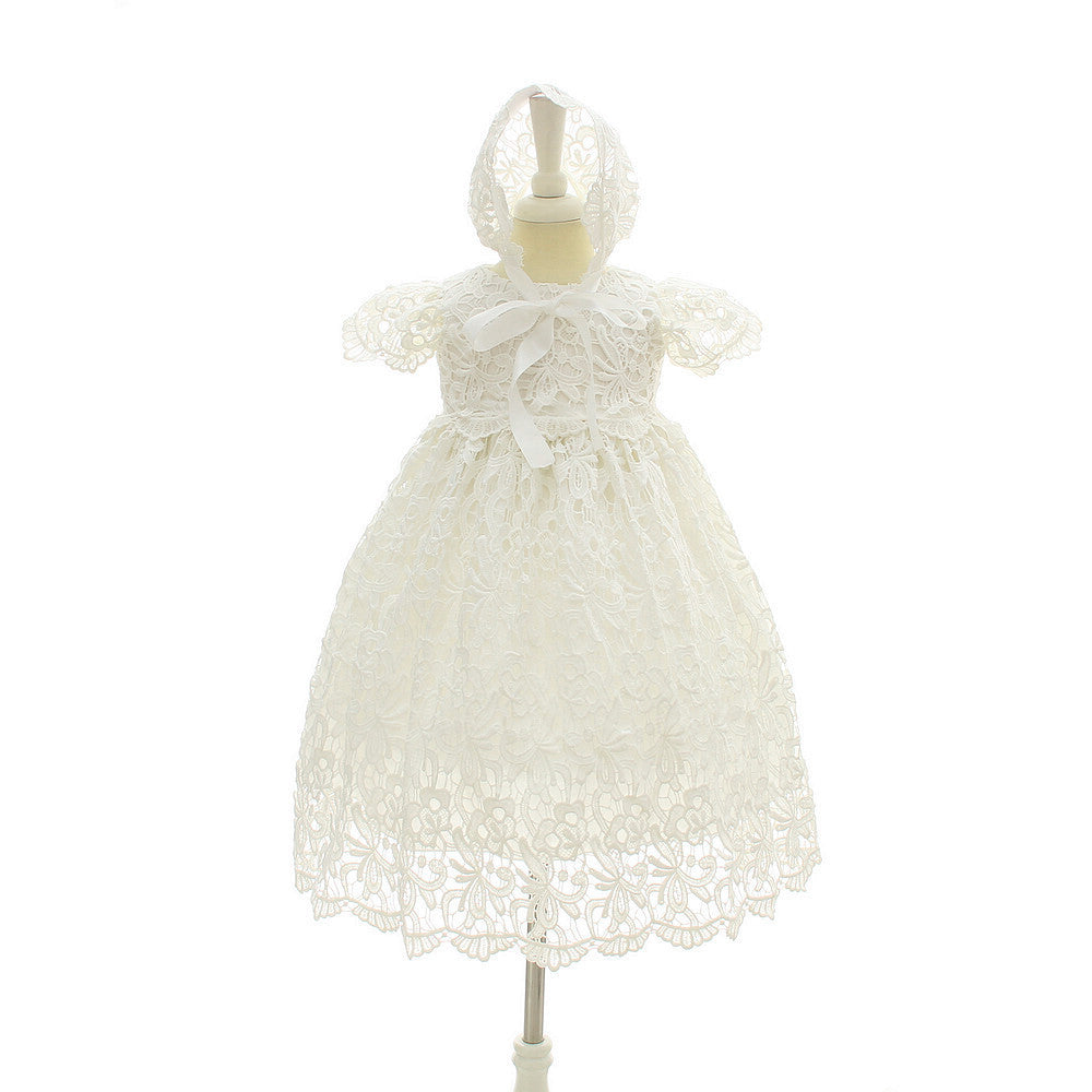 Baby Girls Baptism Dress Christening Gown Blessing Dress with Bonnet