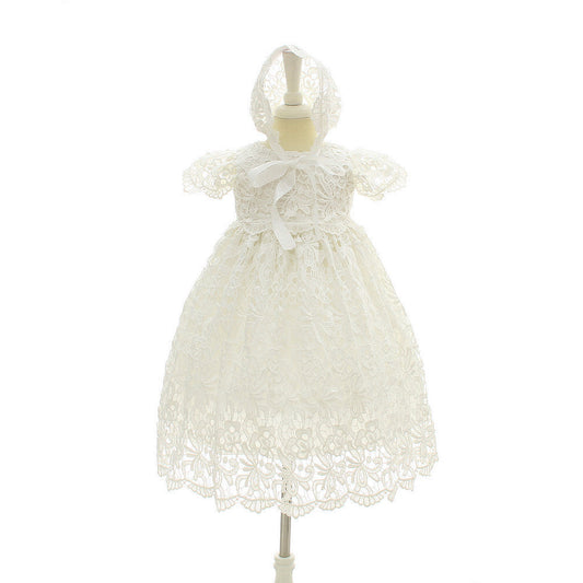 Baby Girls Baptism Dress Christening Gown Blessing Dress with Bonnet